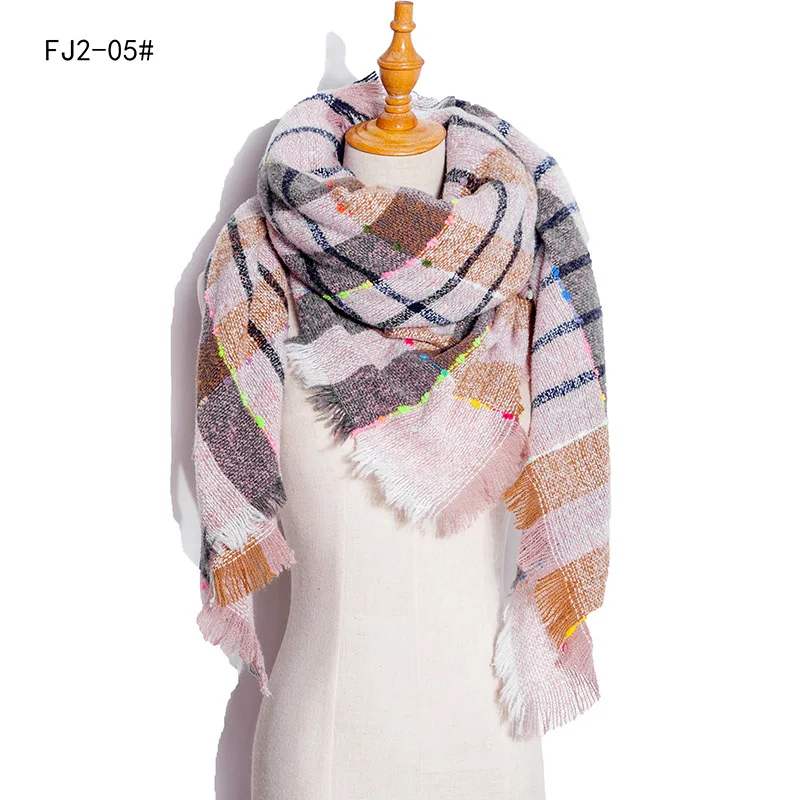 Women Winter Scarf Triangle Knitted Scarf Casual Ladies Plaid Pashmina Shawl and Wrap Female Foulard Scarves Echarpe Bufanda