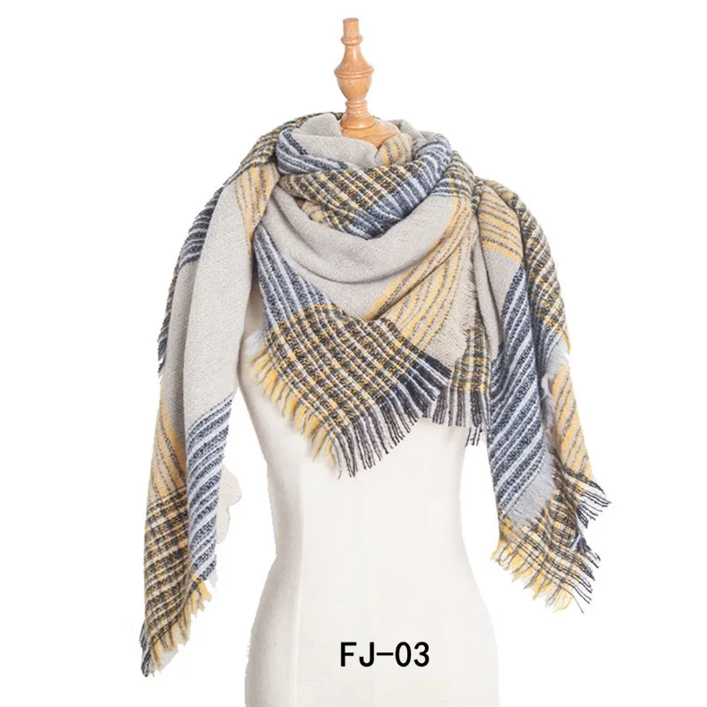 Women Winter Scarf Triangle Knitted Scarf Casual Ladies Plaid Pashmina Shawl and Wrap Female Foulard Scarves Echarpe Bufanda