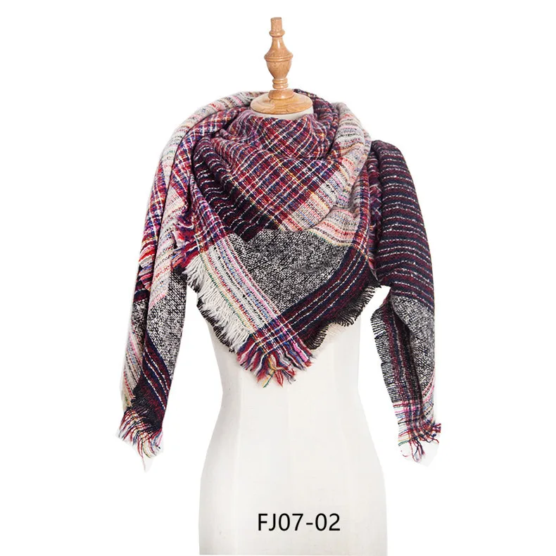 Women Winter Scarf Triangle Knitted Scarf Casual Ladies Plaid Pashmina Shawl and Wrap Female Foulard Scarves Echarpe Bufanda
