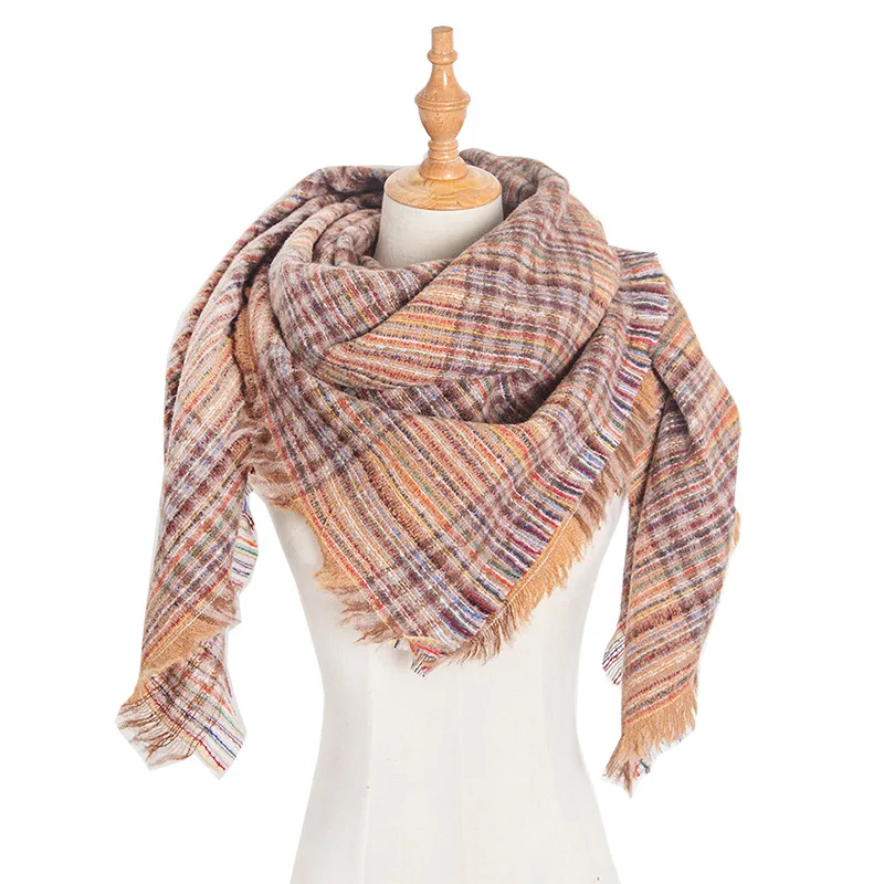Women Winter Scarf Triangle Knitted Scarf Casual Ladies Plaid Pashmina Shawl and Wrap Female Foulard Scarves Echarpe Bufanda