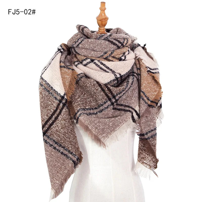 Women Winter Scarf Triangle Knitted Scarf Casual Ladies Plaid Pashmina Shawl and Wrap Female Foulard Scarves Echarpe Bufanda