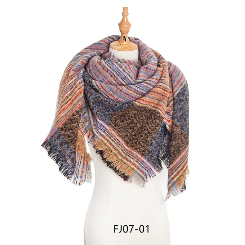 Women Winter Scarf Triangle Knitted Scarf Casual Ladies Plaid Pashmina Shawl and Wrap Female Foulard Scarves Echarpe Bufanda