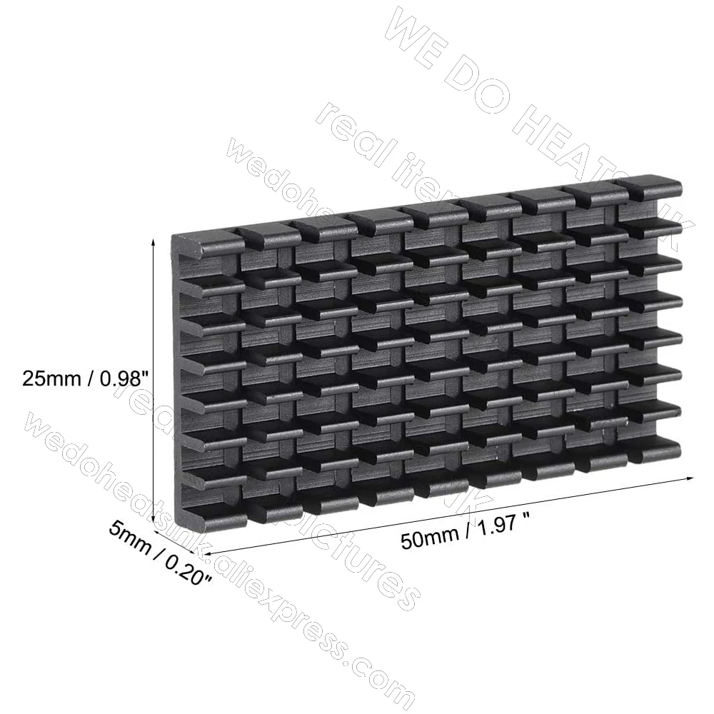 WE DO HEATSINK 50x25x5mm Without or With Thermal Pad Black Slotted Anodized Aluminum Heatsink Cooler Radiator