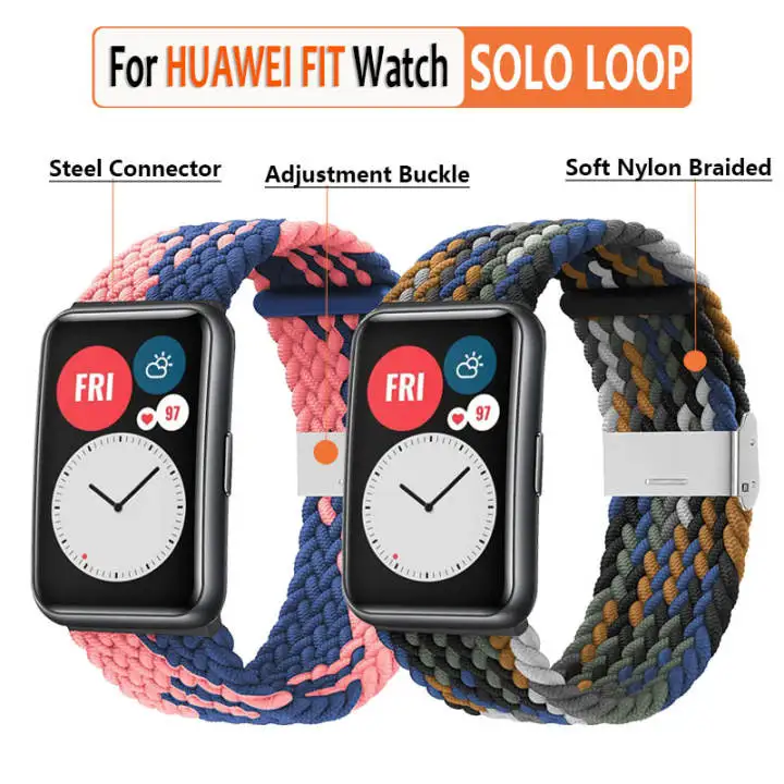Nylon Strap For Correa Huawei Watch Nylon Braided Elastic Solo Loop For Huawei Watch Fit Strap Adjustable Woven Straps Bracelet