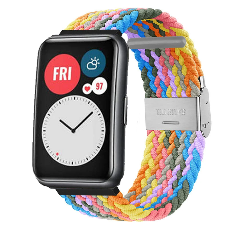 Nylon Strap For Correa Huawei Watch Nylon Braided Elastic Solo Loop For Huawei Watch Fit Strap Adjustable Woven Straps Bracelet