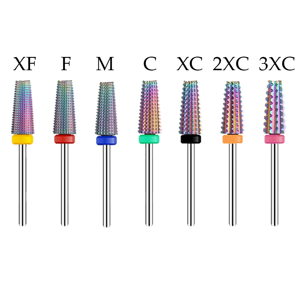 Purple 5 in 1 Tapered Carbide Nail Drill Bits Drills Milling Cutter for Manicure Remove Gel Acylics Nails Accessories Tool
