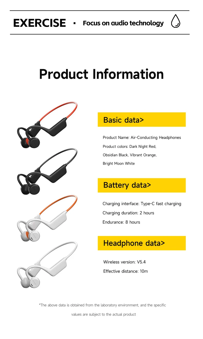 2026 Bone Conduction Headset Bluetooth 5.4 With Mic Waterproof Exercise Fitness Wireless Sports Headphone New