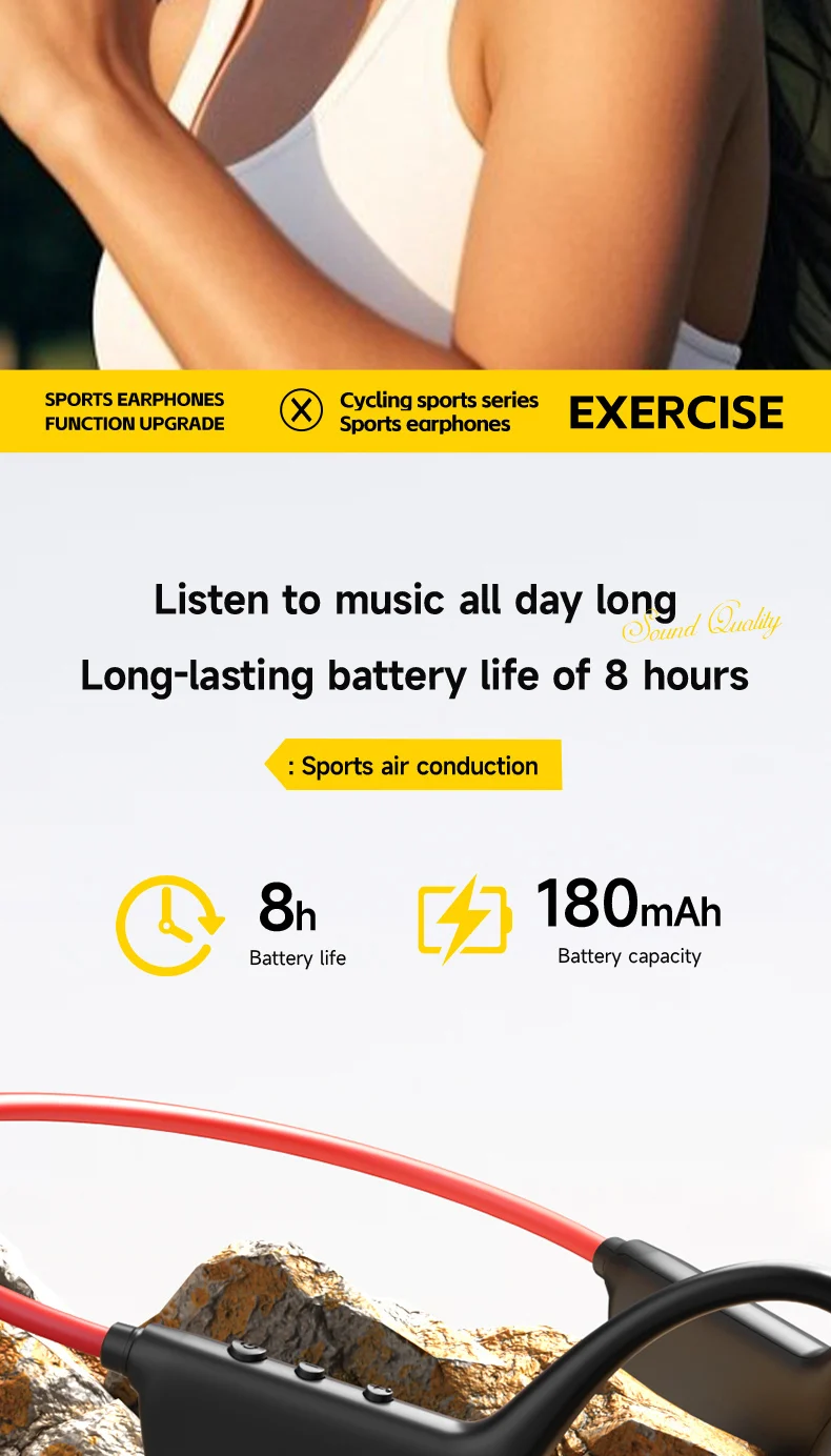 2026 Bone Conduction Headset Bluetooth 5.4 With Mic Waterproof Exercise Fitness Wireless Sports Headphone New