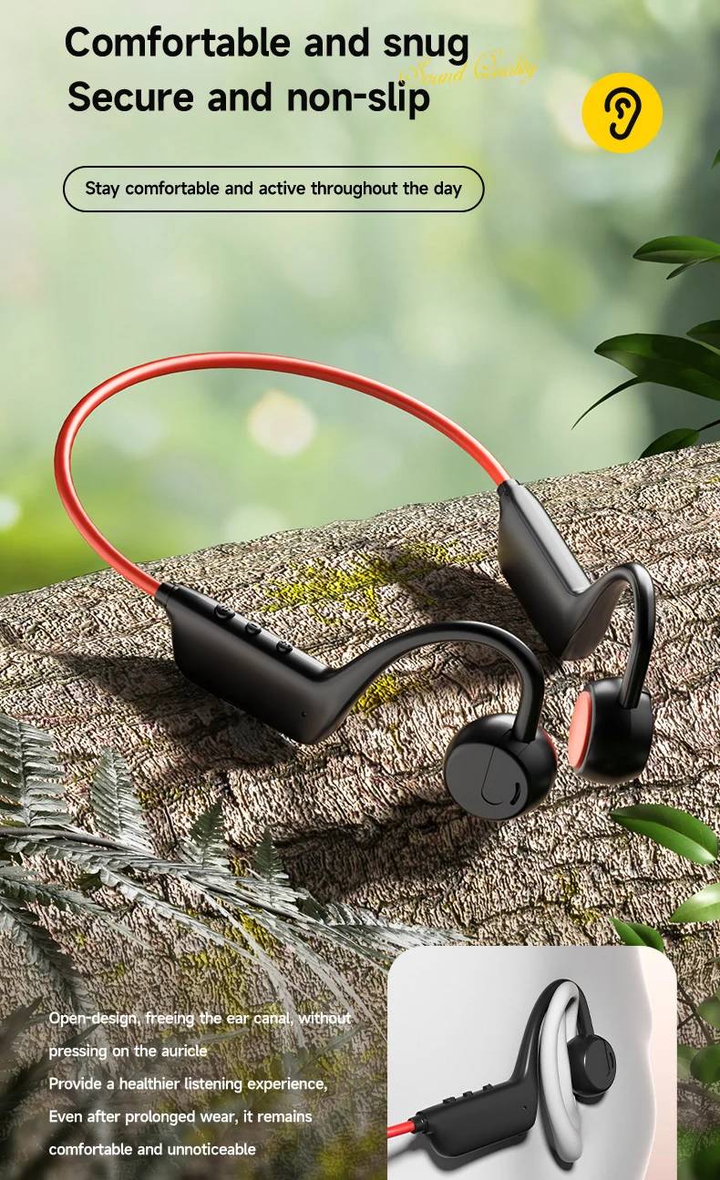 2026 Bone Conduction Headset Bluetooth 5.4 With Mic Waterproof Exercise Fitness Wireless Sports Headphone New