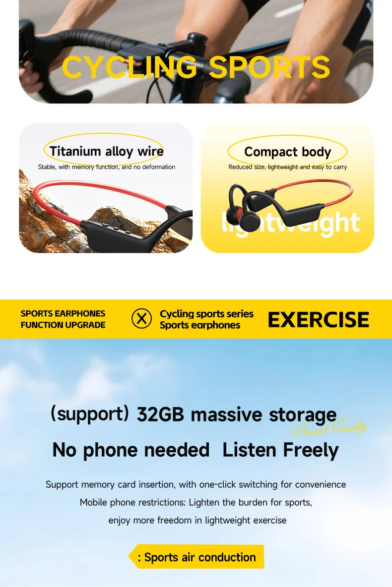 2026 Bone Conduction Headset Bluetooth 5.4 With Mic Waterproof Exercise Fitness Wireless Sports Headphone New