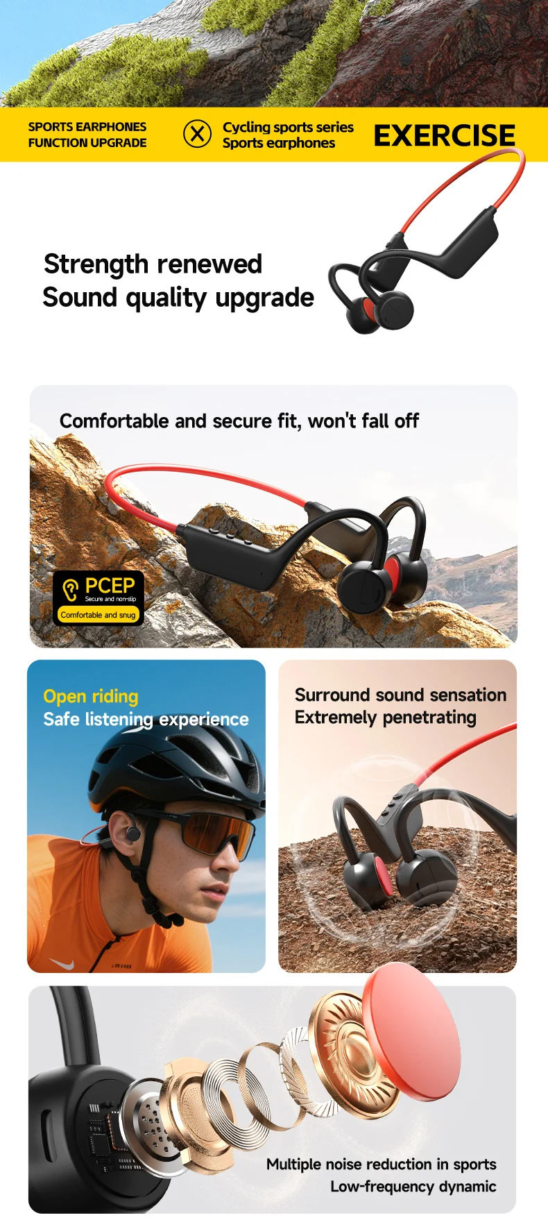 2026 Bone Conduction Headset Bluetooth 5.4 With Mic Waterproof Exercise Fitness Wireless Sports Headphone New