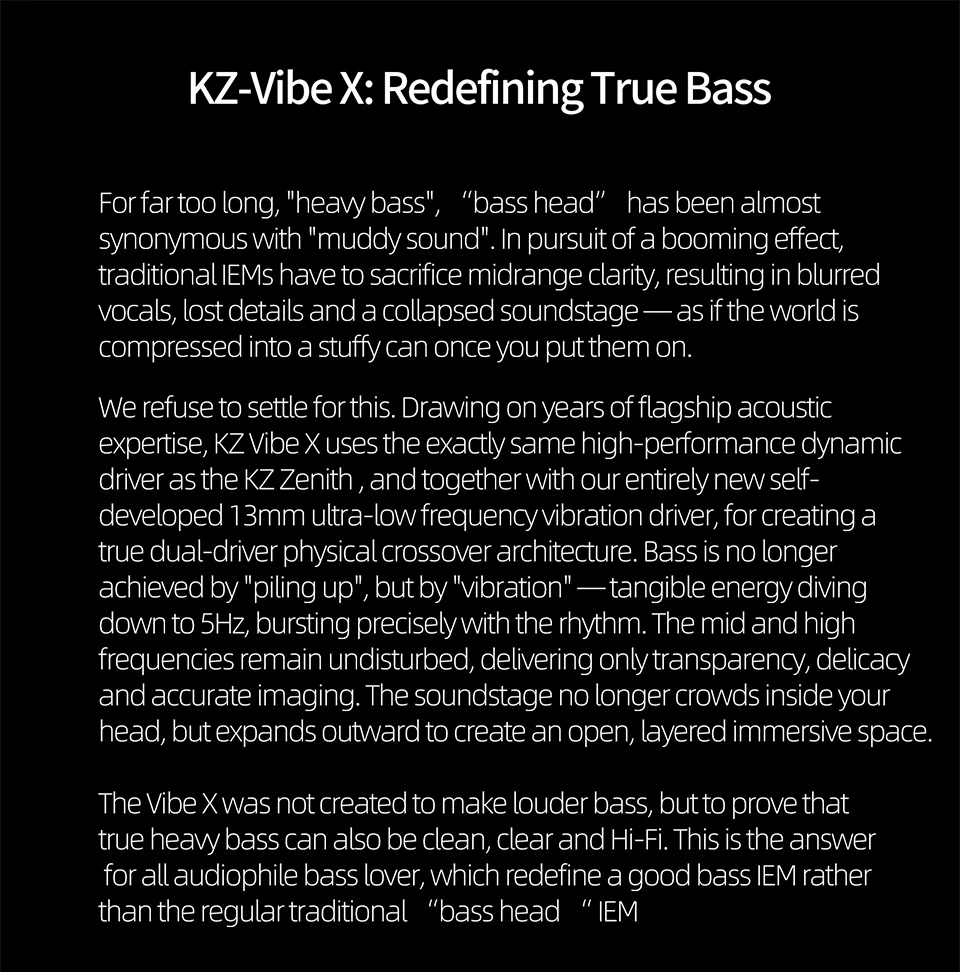 KZ Vibe X Low Frequency Vibration Earbuds HiFi Deep Bass Headset Stereo Sound In-Ear Earphones for Music Gaming