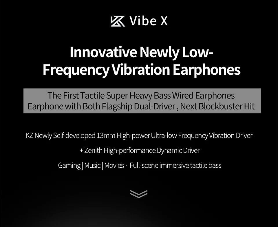 KZ Vibe X Low Frequency Vibration Earbuds HiFi Deep Bass Headset Stereo Sound In-Ear Earphones for Music Gaming