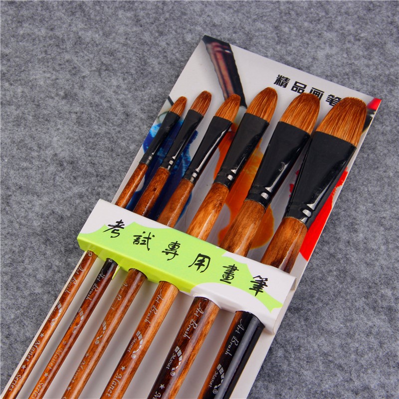 6pcs/Set Paintibrush Oil Paint Weasel Hair Water Color Paint Brush Acrylics Drawing Brush Art Supplies Paint Brushes for Artist