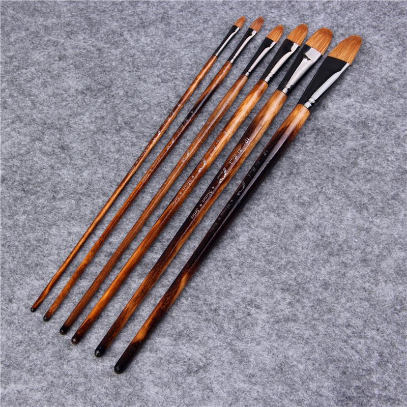 6pcs/Set Paintibrush Oil Paint Weasel Hair Water Color Paint Brush Acrylics Drawing Brush Art Supplies Paint Brushes for Artist