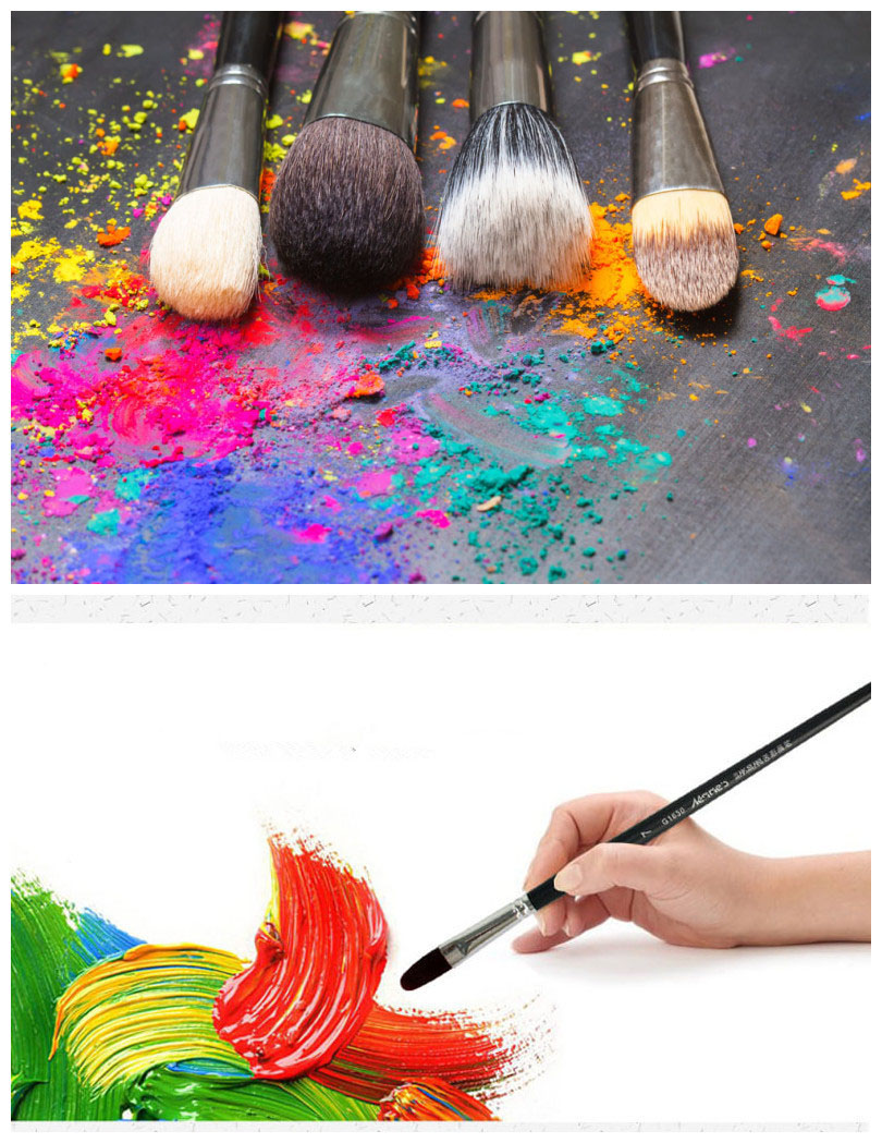 6pcs/Set Paintibrush Oil Paint Weasel Hair Water Color Paint Brush Acrylics Drawing Brush Art Supplies Paint Brushes for Artist