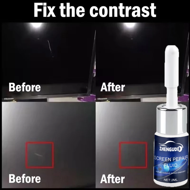 Mobile Phone Glass Repair Liquid (Specialized for Cracked Screens) - Instantly Rejuvenates the Screen, Comes with a Tool Kit - Strong Adhesive, Suitable for Scratched and Cracked Mobile Phone Glass, Seamless Repair - Suitable for Mobile Phone Screens, Tablet Glass, Watch Glass, and Digital Displays - Easy to Use, Dries Quickly with Just One Application