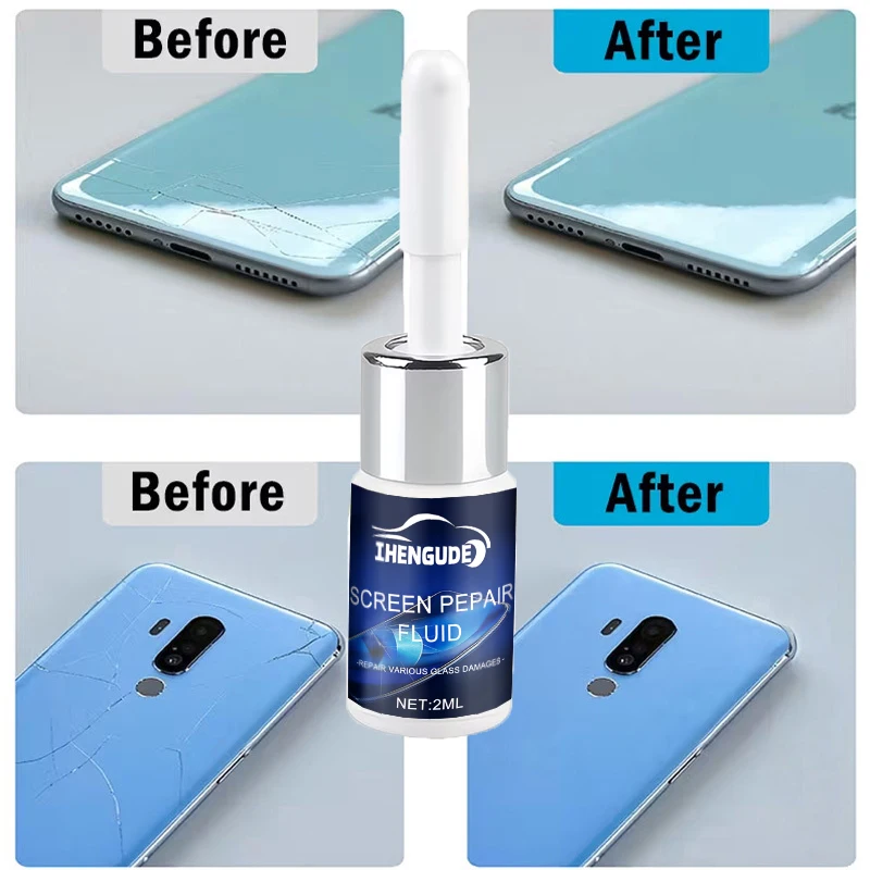 Mobile Phone Glass Repair Liquid (Specialized for Cracked Screens) - Instantly Rejuvenates the Screen, Comes with a Tool Kit - Strong Adhesive, Suitable for Scratched and Cracked Mobile Phone Glass, Seamless Repair - Suitable for Mobile Phone Screens, Tablet Glass, Watch Glass, and Digital Displays - Easy to Use, Dries Quickly with Just One Application