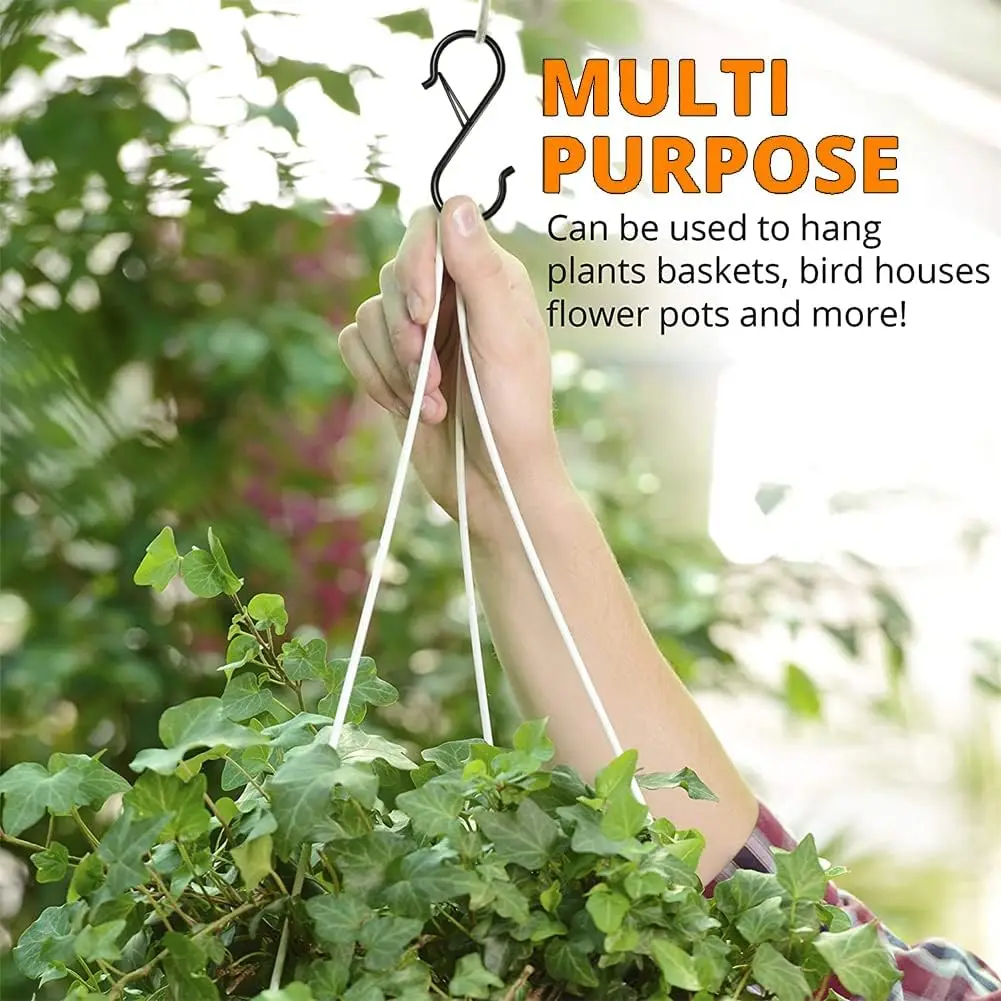 5/10/20 PCS S Hooks with Safety Buckle, Heavy Duty Metal S Shaped Hooks for Hanging Plants, Kitchen Utensil, Clothes, Pot,etc.