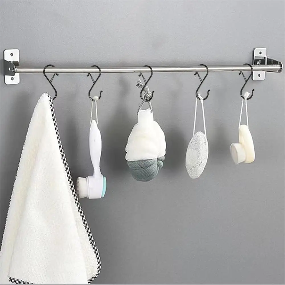 5/10/20 PCS S Hooks with Safety Buckle, Heavy Duty Metal S Shaped Hooks for Hanging Plants, Kitchen Utensil, Clothes, Pot,etc.