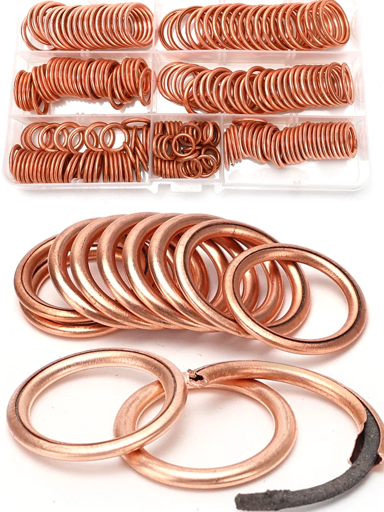 110pcs Copper-Clad Cotton Gaskets, Compression Sealing Gaskets, Suitable for Automotive Oil Drain Plugs and Compression Washers.