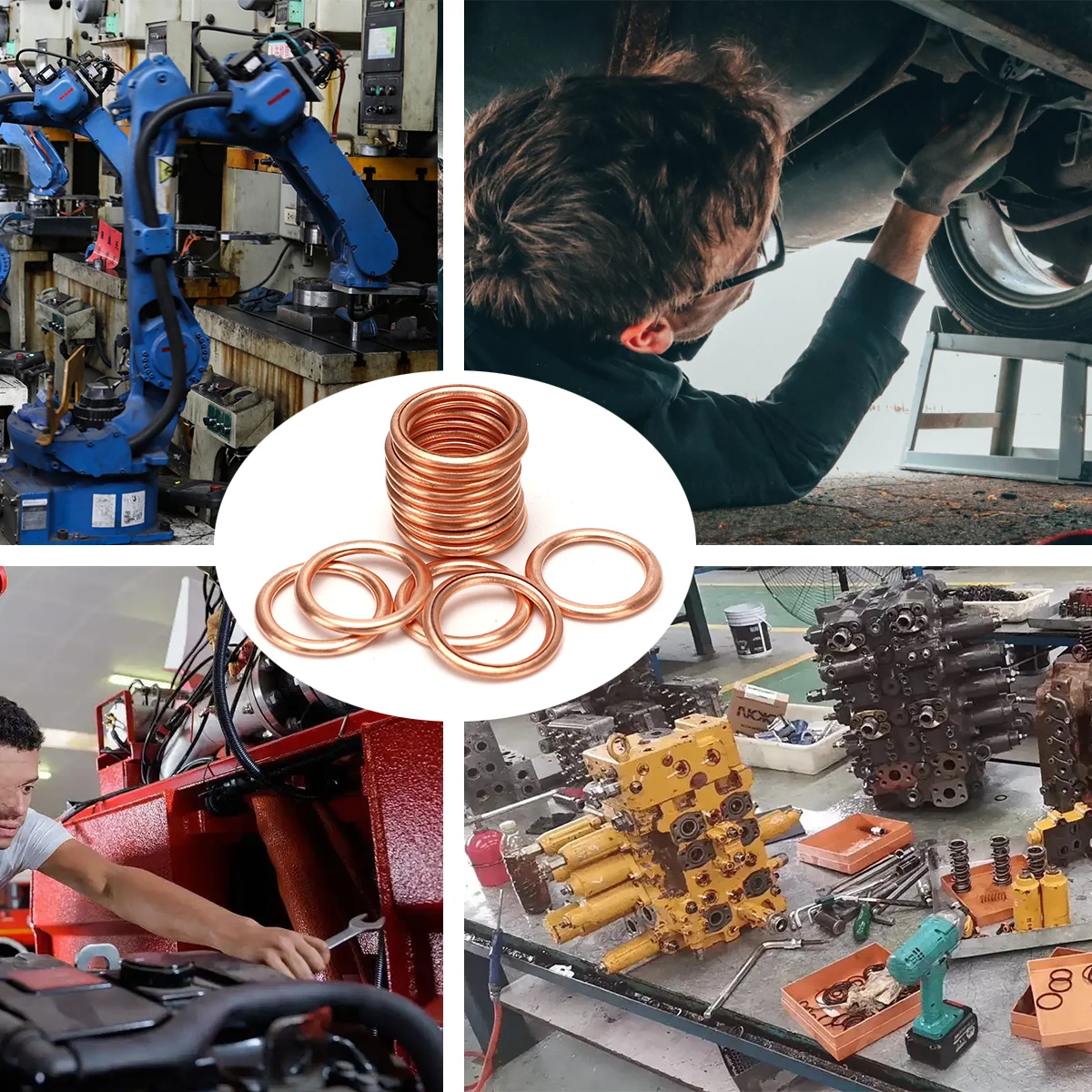 110pcs Copper-Clad Cotton Gaskets, Compression Sealing Gaskets, Suitable for Automotive Oil Drain Plugs and Compression Washers.