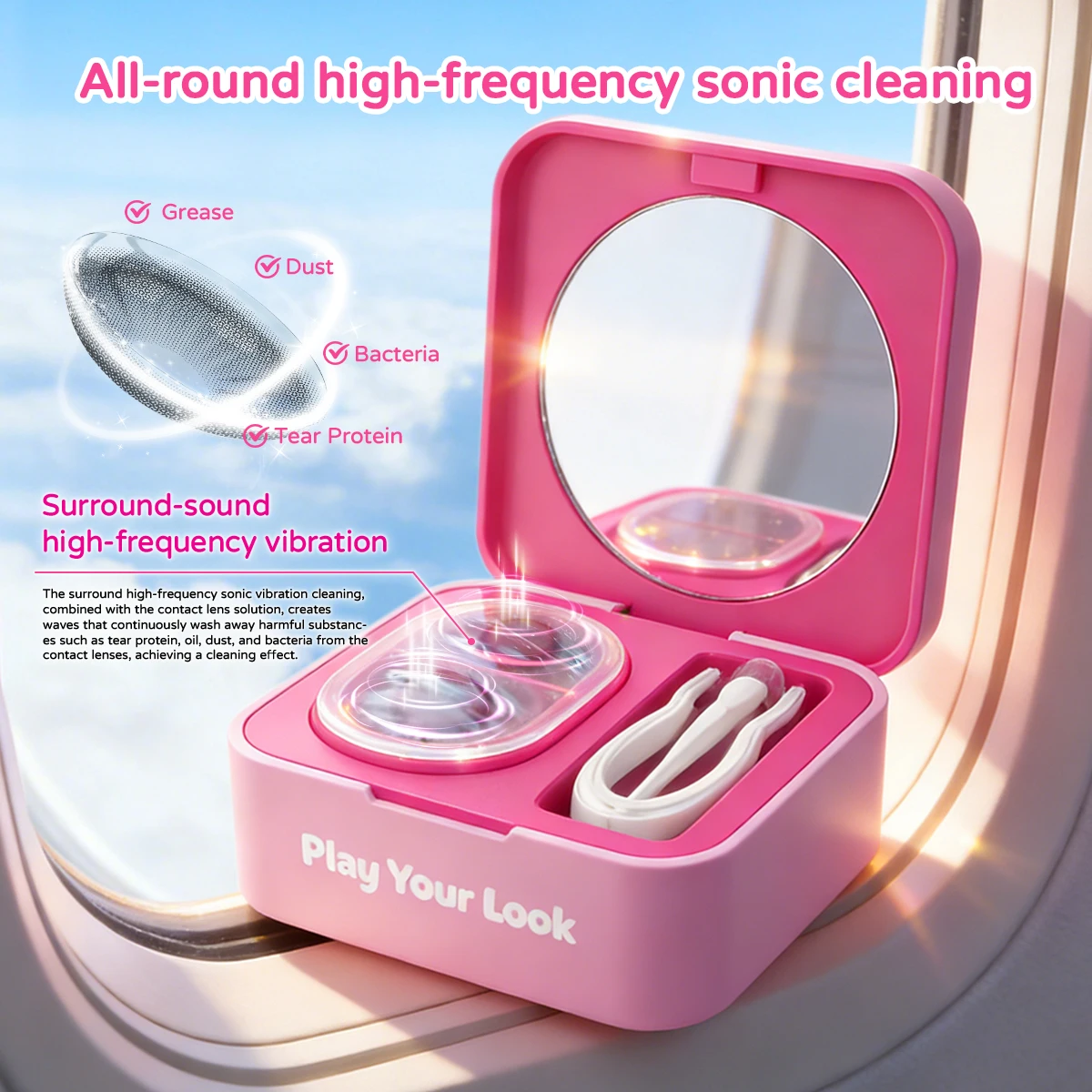 UYAAI Contact Lens Cleaner SET Contact Cleaning Lens Wearing Tool Eyes Opener Lens Care Accesories Lens Nursing Solution