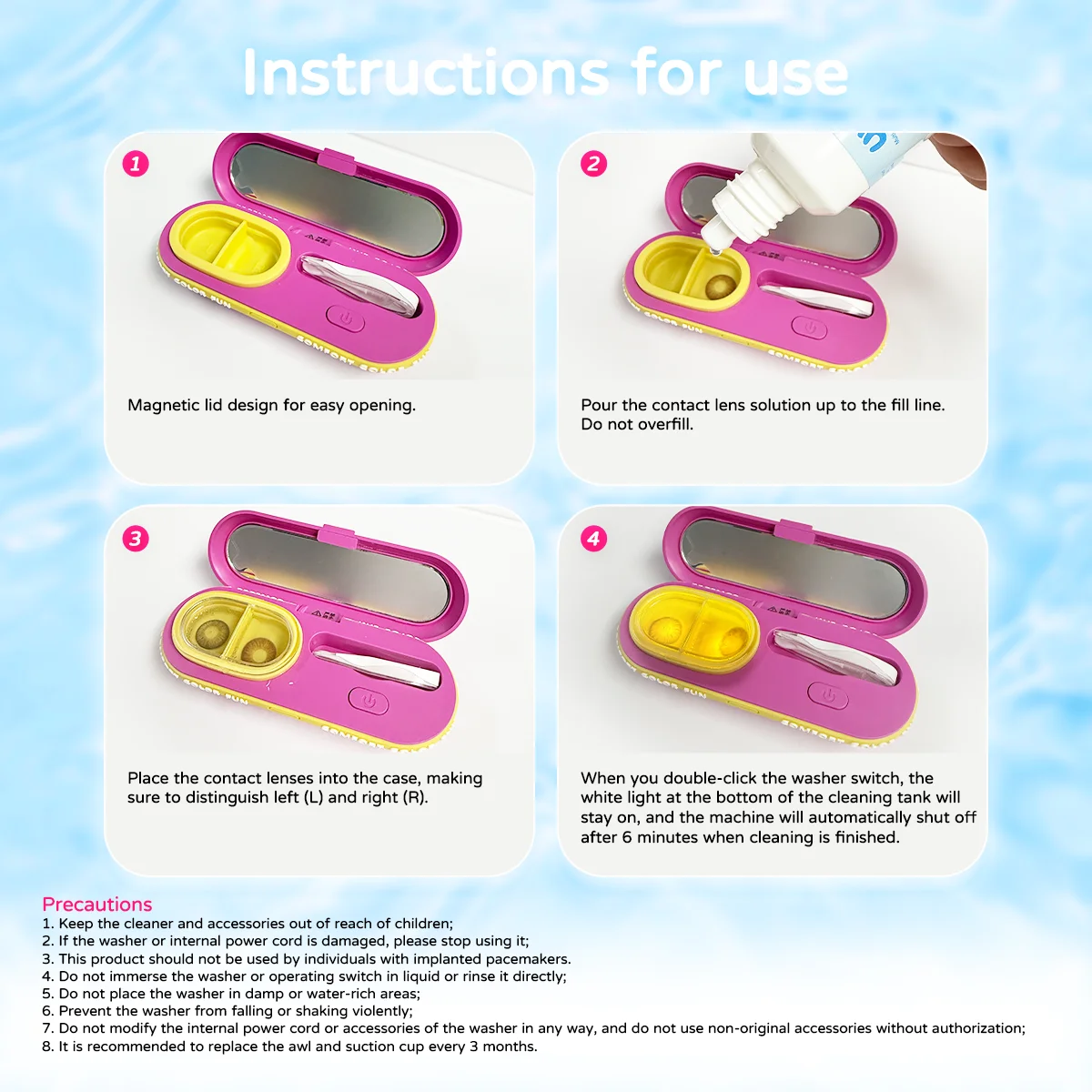 UYAAI Contact Lens Cleaner SET Contact Cleaning Lens Wearing Tool Eyes Opener Lens Care Accesories Lens Nursing Solution