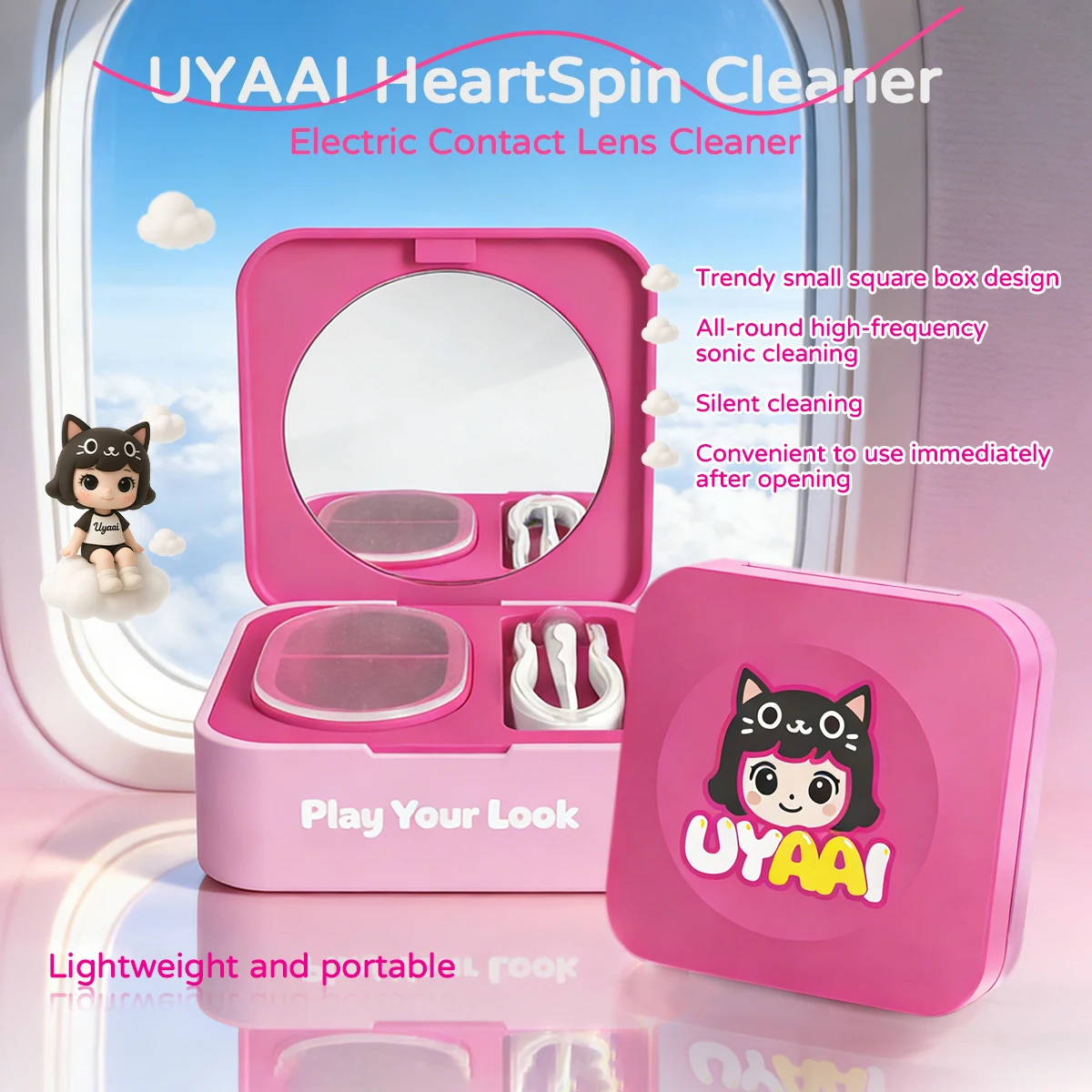 UYAAI Contact Lens Cleaner SET Contact Cleaning Lens Wearing Tool Eyes Opener Lens Care Accesories Lens Nursing Solution