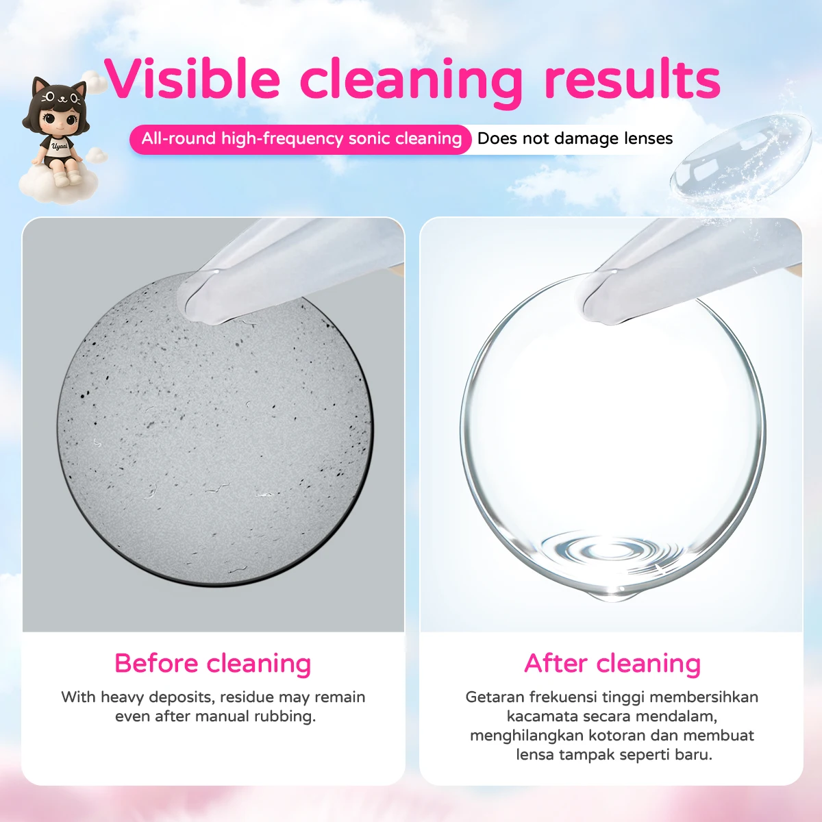 UYAAI Contact Lens Cleaner SET Contact Cleaning Lens Wearing Tool Eyes Opener Lens Care Accesories Lens Nursing Solution