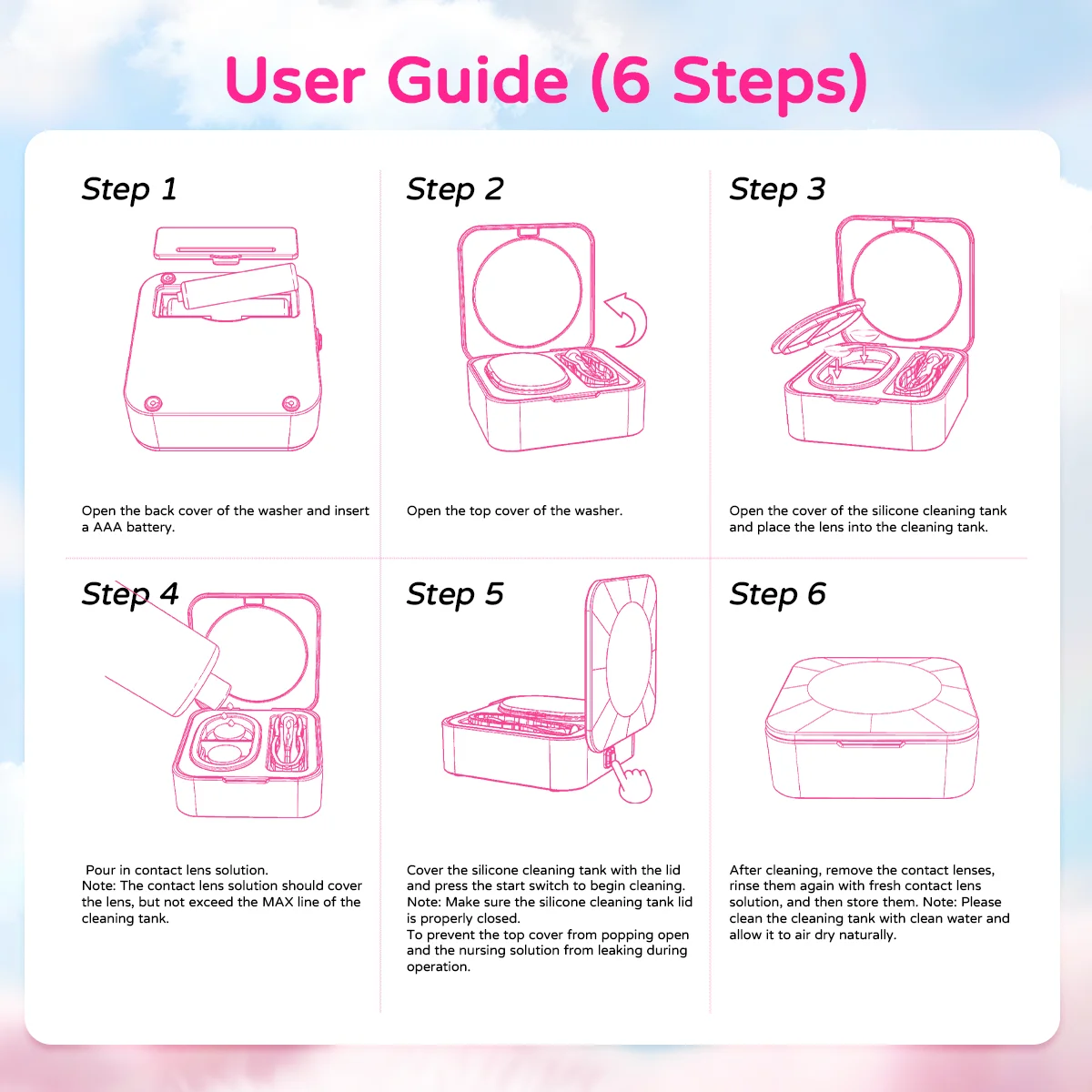 UYAAI Contact Lens Cleaner SET Contact Cleaning Lens Wearing Tool Eyes Opener Lens Care Accesories Lens Nursing Solution