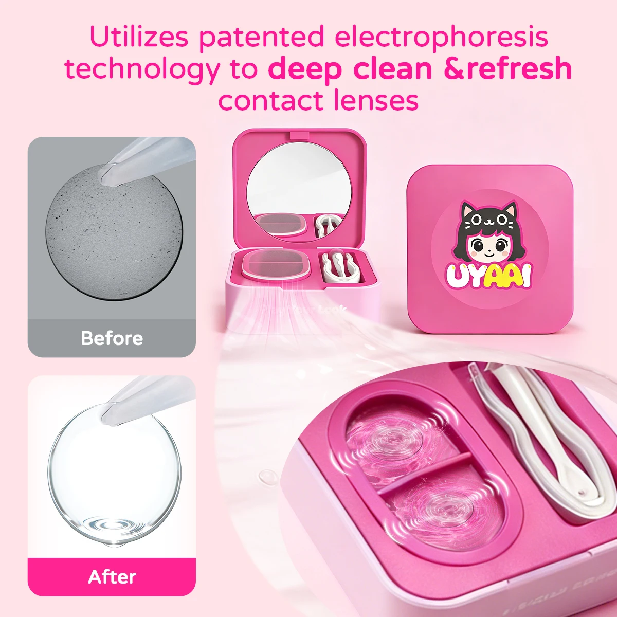 UYAAI Contact Lens Cleaner SET Contact Cleaning Lens Wearing Tool Eyes Opener Lens Care Accesories Lens Nursing Solution