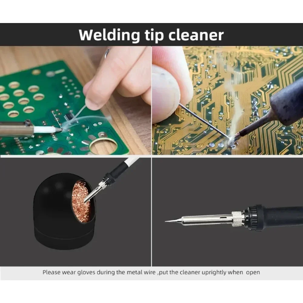 Metal Wire With Stand Set Welding Desoldering Soldering Solder Iron Tip Dross Cleaner Cleaning Steel Ball Mesh Filter Tin Remove