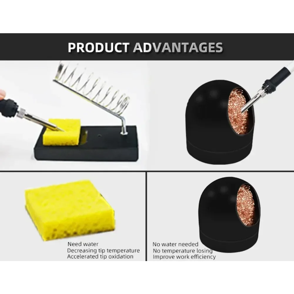 Metal Wire With Stand Set Welding Desoldering Soldering Solder Iron Tip Dross Cleaner Cleaning Steel Ball Mesh Filter Tin Remove