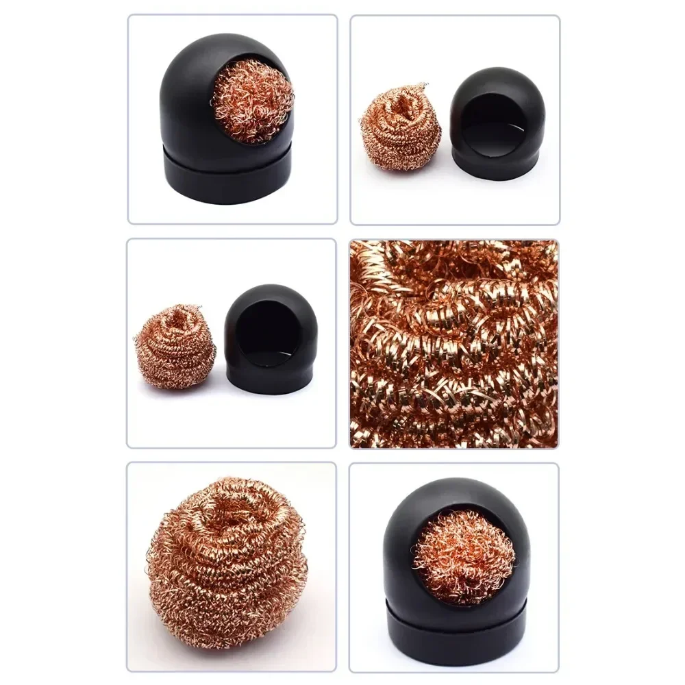 Metal Wire With Stand Set Welding Desoldering Soldering Solder Iron Tip Dross Cleaner Cleaning Steel Ball Mesh Filter Tin Remove