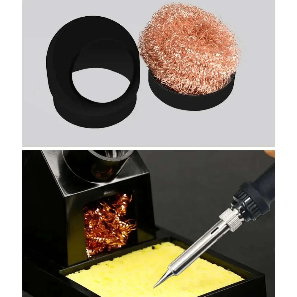 Metal Wire With Stand Set Welding Desoldering Soldering Solder Iron Tip Dross Cleaner Cleaning Steel Ball Mesh Filter Tin Remove
