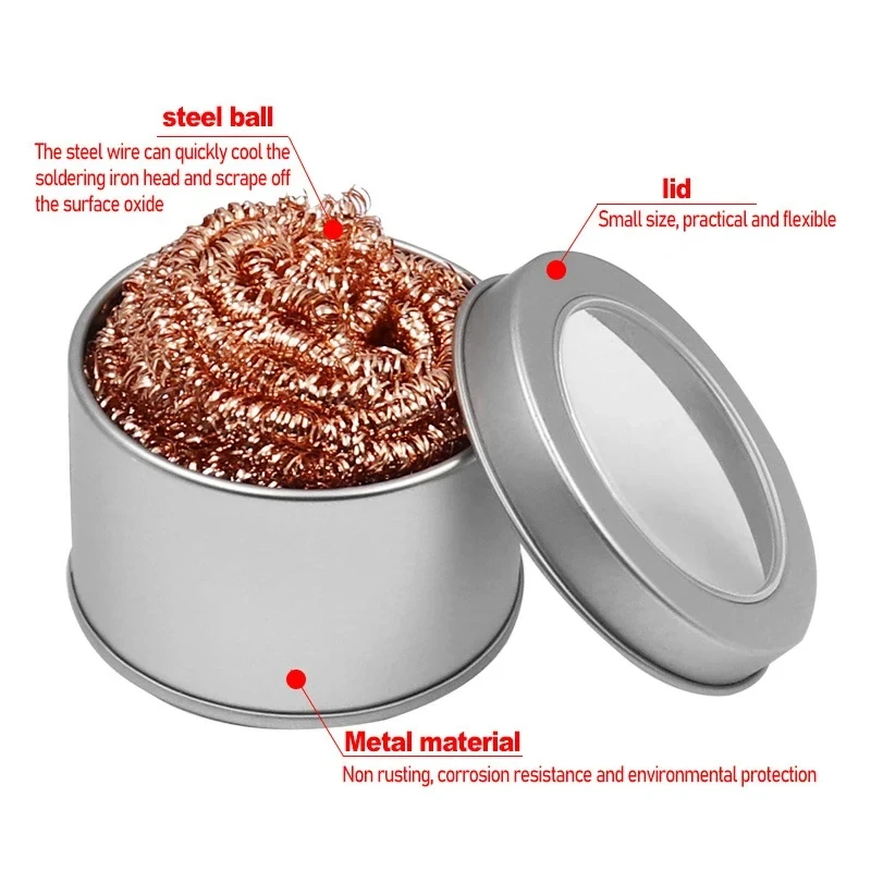 Metal Wire With Stand Set Welding Desoldering Soldering Solder Iron Tip Dross Cleaner Cleaning Steel Ball Mesh Filter Tin Remove