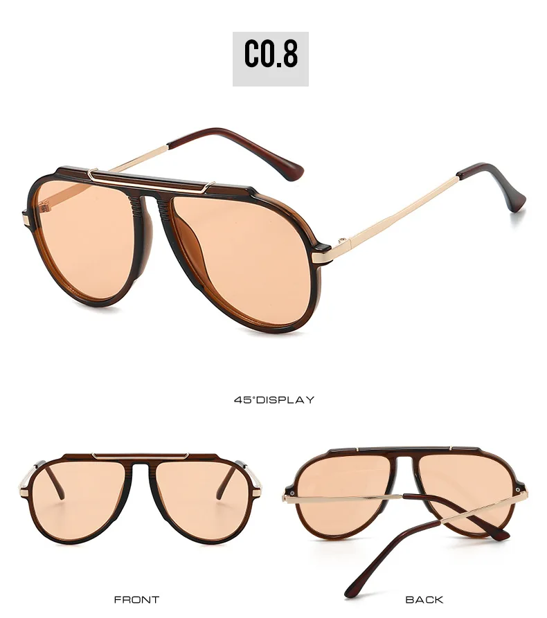 New Alloy Oversized Pilot Women Sunglasses Vintage Gradient Red Sun Glasses Ladies Trendy Oval Shades UV400 Men Trending Eyewear