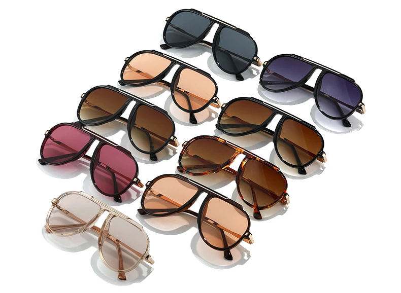 New Alloy Oversized Pilot Women Sunglasses Vintage Gradient Red Sun Glasses Ladies Trendy Oval Shades UV400 Men Trending Eyewear