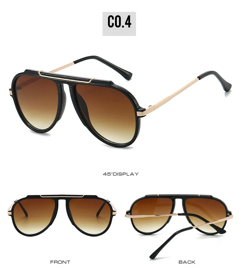 New Alloy Oversized Pilot Women Sunglasses Vintage Gradient Red Sun Glasses Ladies Trendy Oval Shades UV400 Men Trending Eyewear