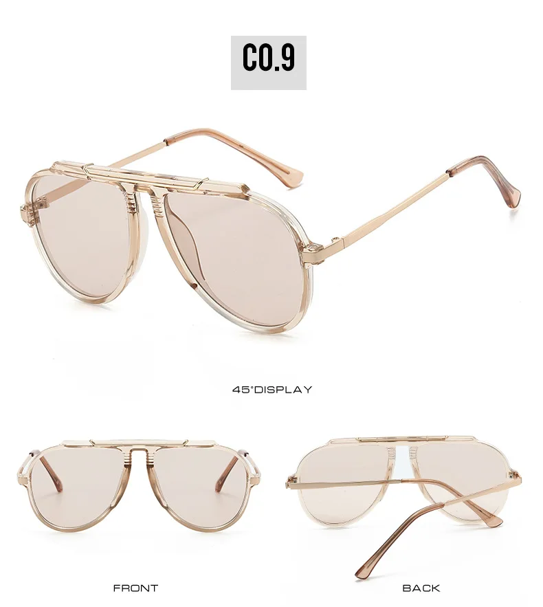 New Alloy Oversized Pilot Women Sunglasses Vintage Gradient Red Sun Glasses Ladies Trendy Oval Shades UV400 Men Trending Eyewear