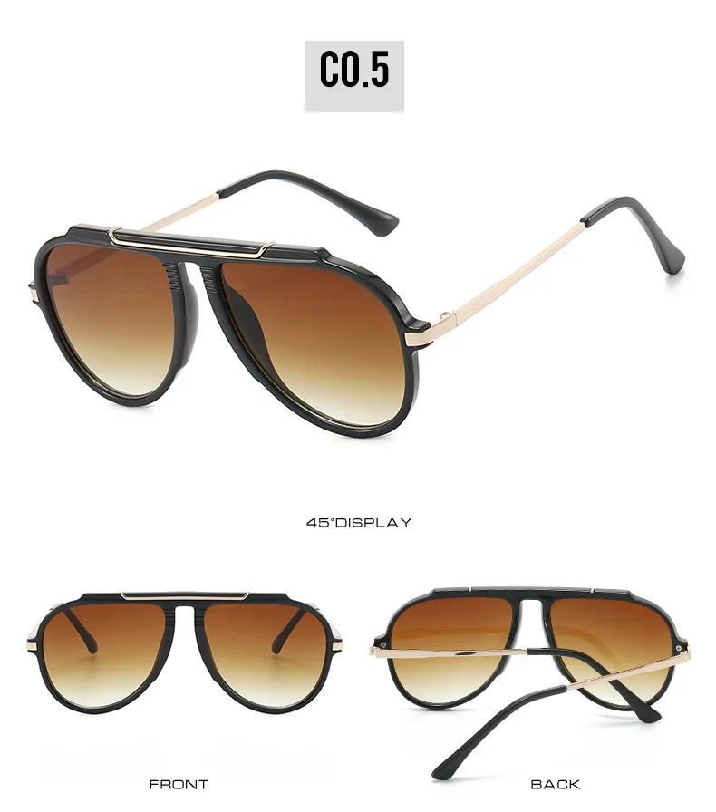 New Alloy Oversized Pilot Women Sunglasses Vintage Gradient Red Sun Glasses Ladies Trendy Oval Shades UV400 Men Trending Eyewear