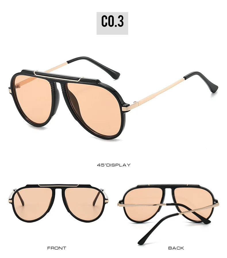 New Alloy Oversized Pilot Women Sunglasses Vintage Gradient Red Sun Glasses Ladies Trendy Oval Shades UV400 Men Trending Eyewear