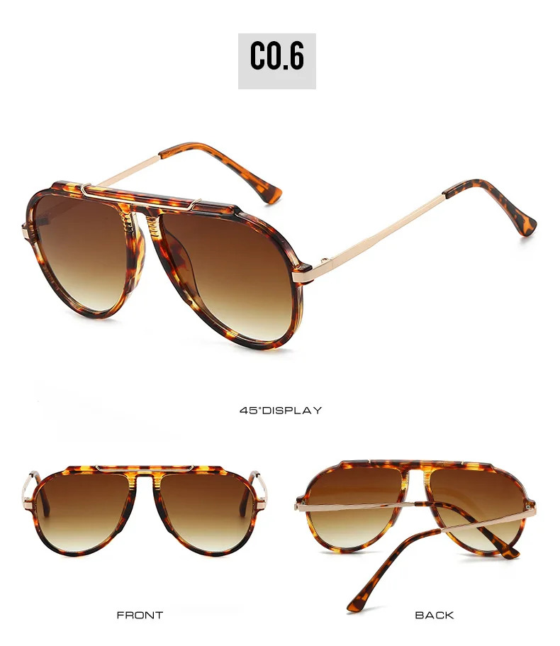 New Alloy Oversized Pilot Women Sunglasses Vintage Gradient Red Sun Glasses Ladies Trendy Oval Shades UV400 Men Trending Eyewear