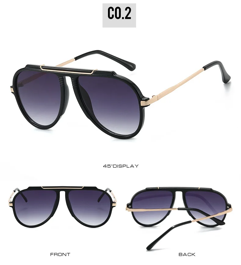 New Alloy Oversized Pilot Women Sunglasses Vintage Gradient Red Sun Glasses Ladies Trendy Oval Shades UV400 Men Trending Eyewear
