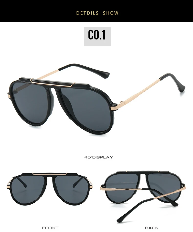 New Alloy Oversized Pilot Women Sunglasses Vintage Gradient Red Sun Glasses Ladies Trendy Oval Shades UV400 Men Trending Eyewear