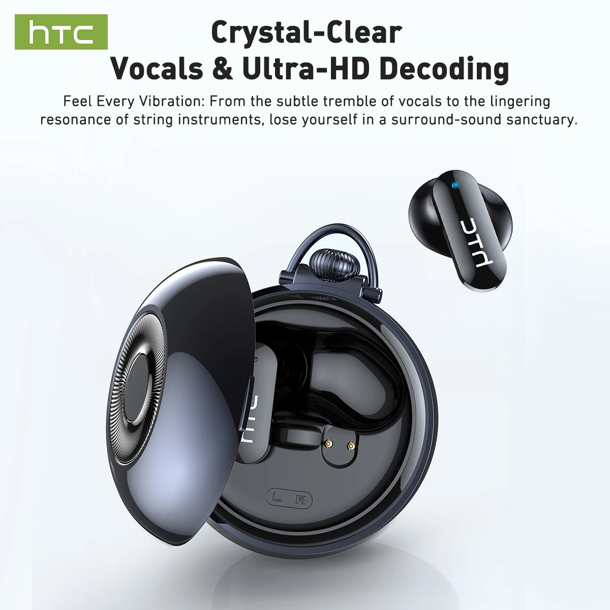 HTC NE71 True Wireless Earbuds Bluetooth 6.0 ANC Noise Cancelling IPX4 Waterproof 22H Playtime In-Ear Comfort Gaming Low Latency