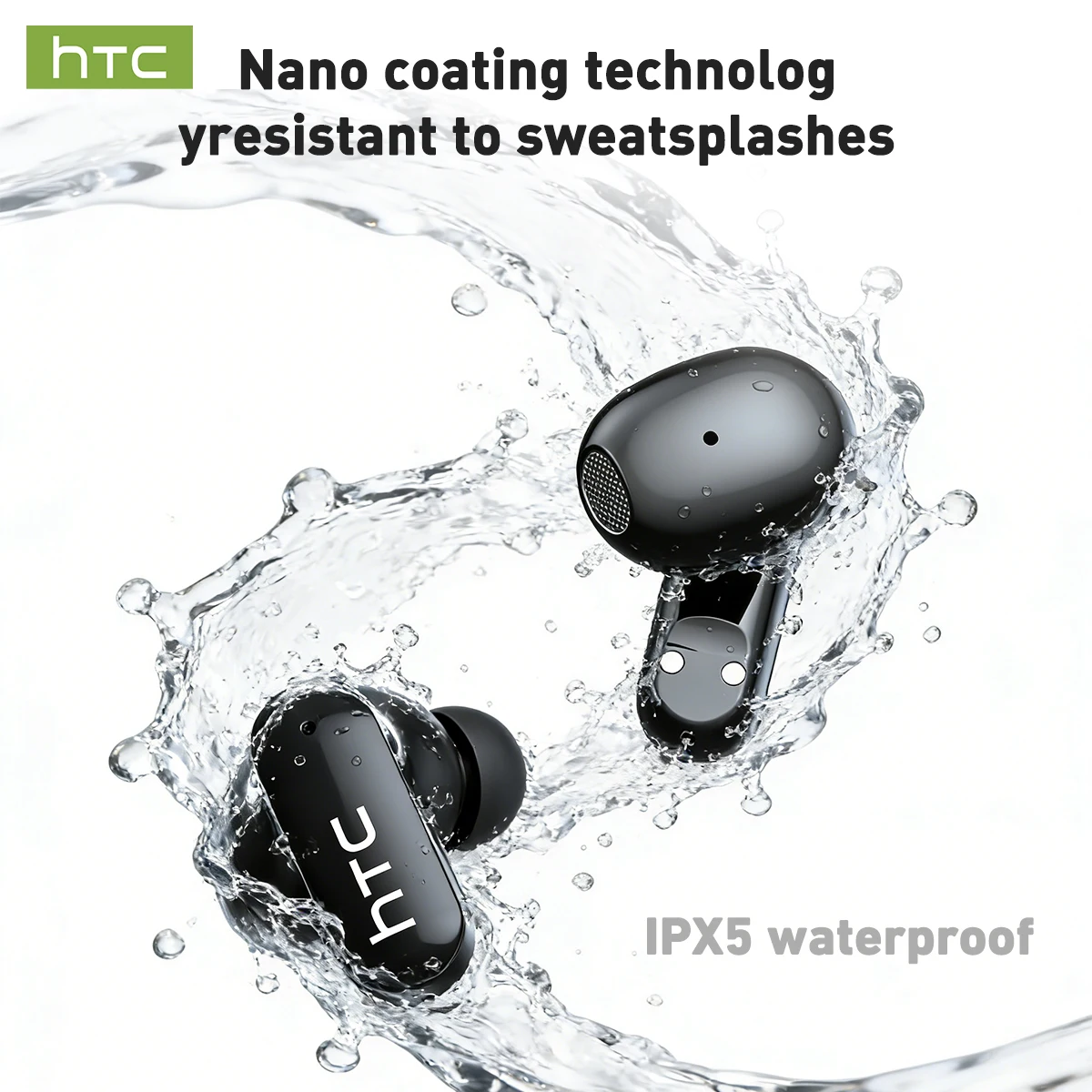 HTC NE71 True Wireless Earbuds Bluetooth 6.0 ANC Noise Cancelling IPX4 Waterproof 22H Playtime In-Ear Comfort Gaming Low Latency