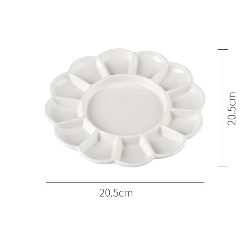 Flower Plum Rectangle Ceramic Palette Color Mixing Paint Palette Tray For Watercolor Gouache Acrylic Painting Art Supplies