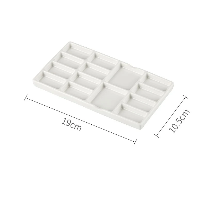 Flower Plum Rectangle Ceramic Palette Color Mixing Paint Palette Tray For Watercolor Gouache Acrylic Painting Art Supplies